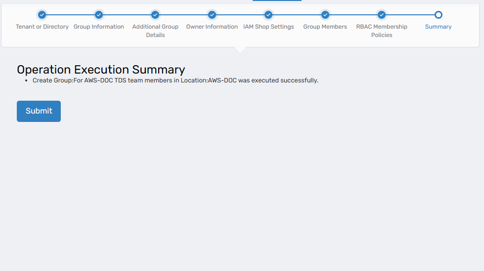 Operation Execution Summary confirmation