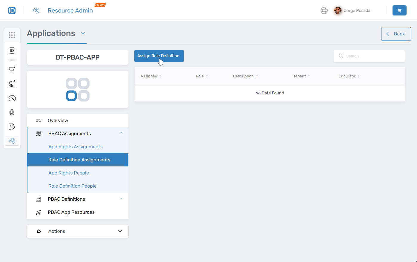 Assign Role Definition button