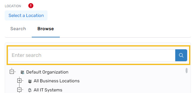 Search in Location tree