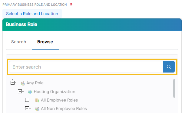 Search in Business Role tree