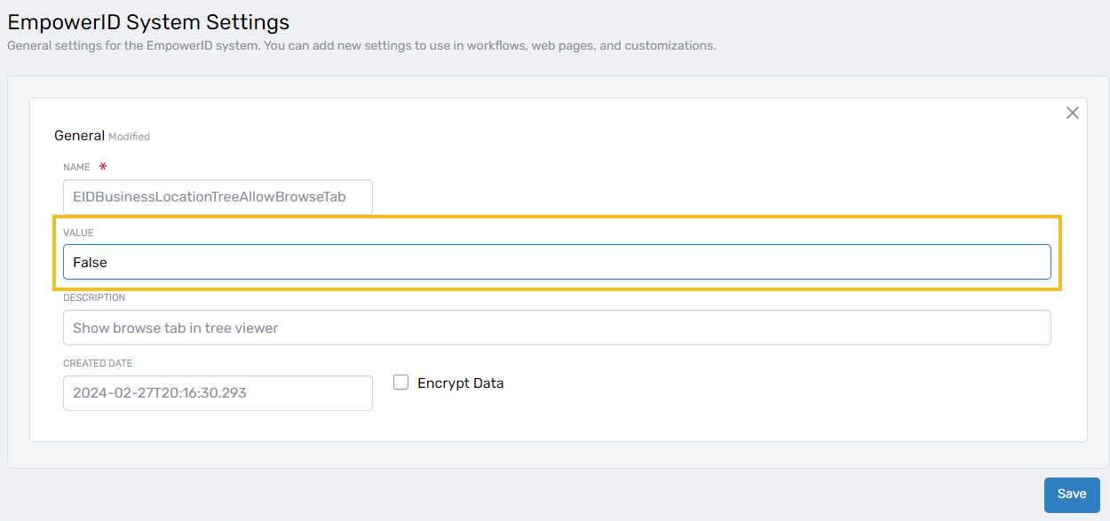 Change setting value