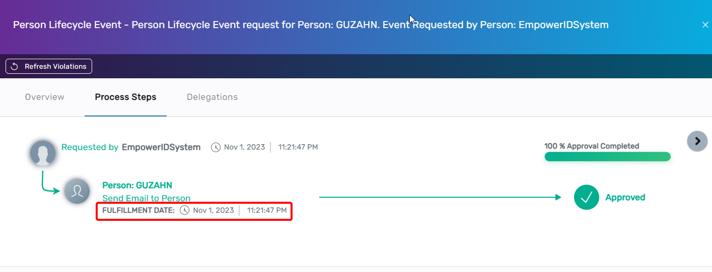 Task start time visibility