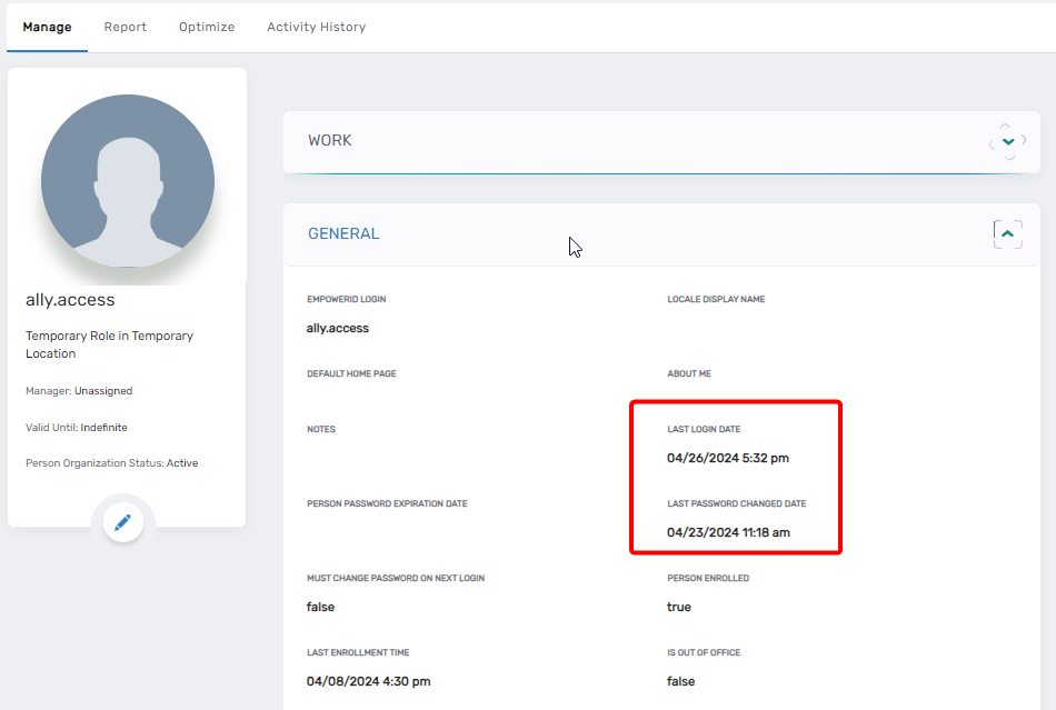 Enhanced person overview interface