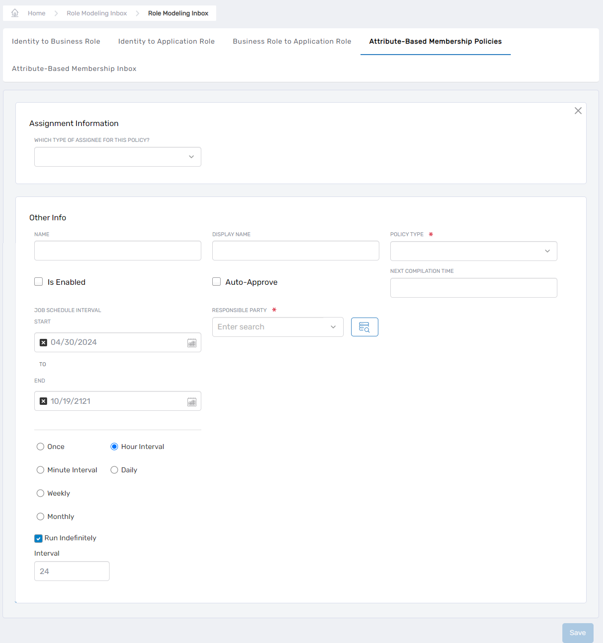 Attribute-Based Membership Policy form