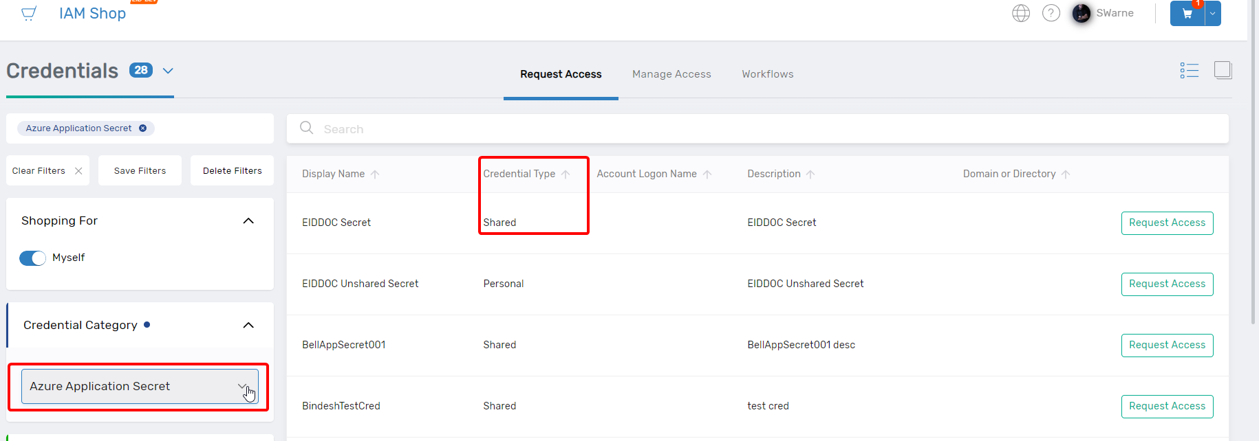 Credential Type column for Azure App Secrets