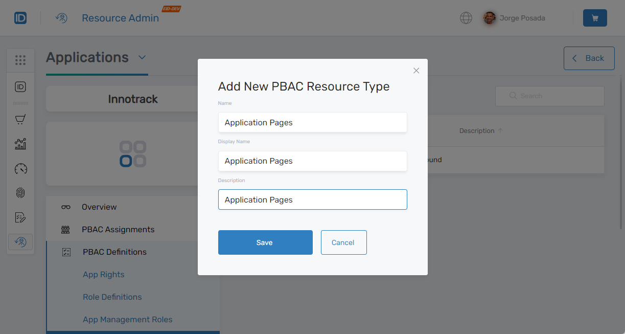 Add New PBAC Resource Type form