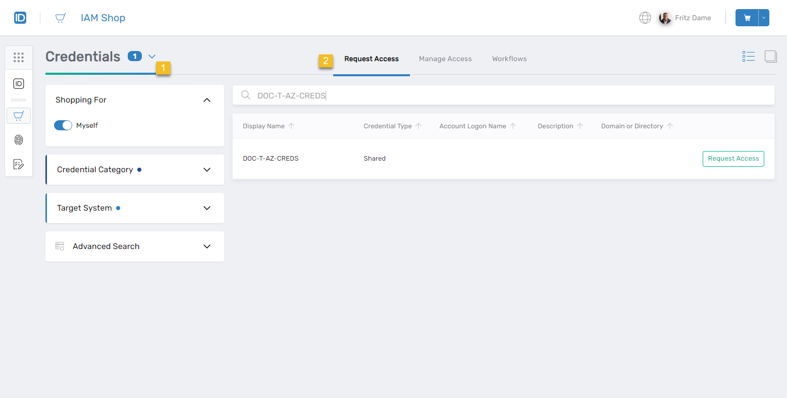 Search for credentials