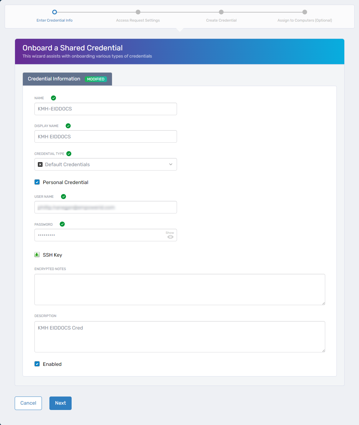 Credential Form Example