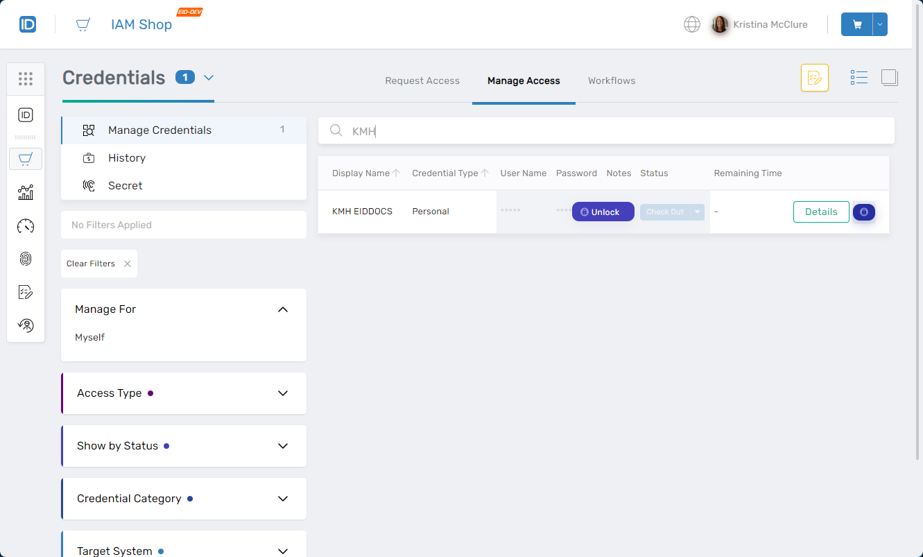 Manage Personal Credentials