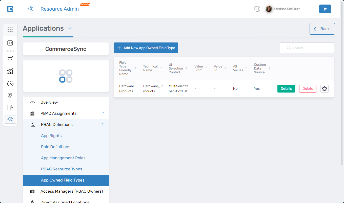 Created field type in list