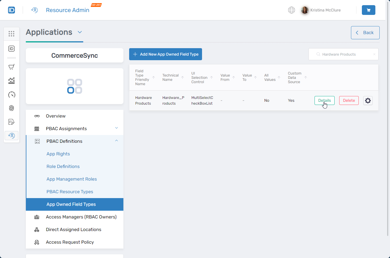 Viewing field type details