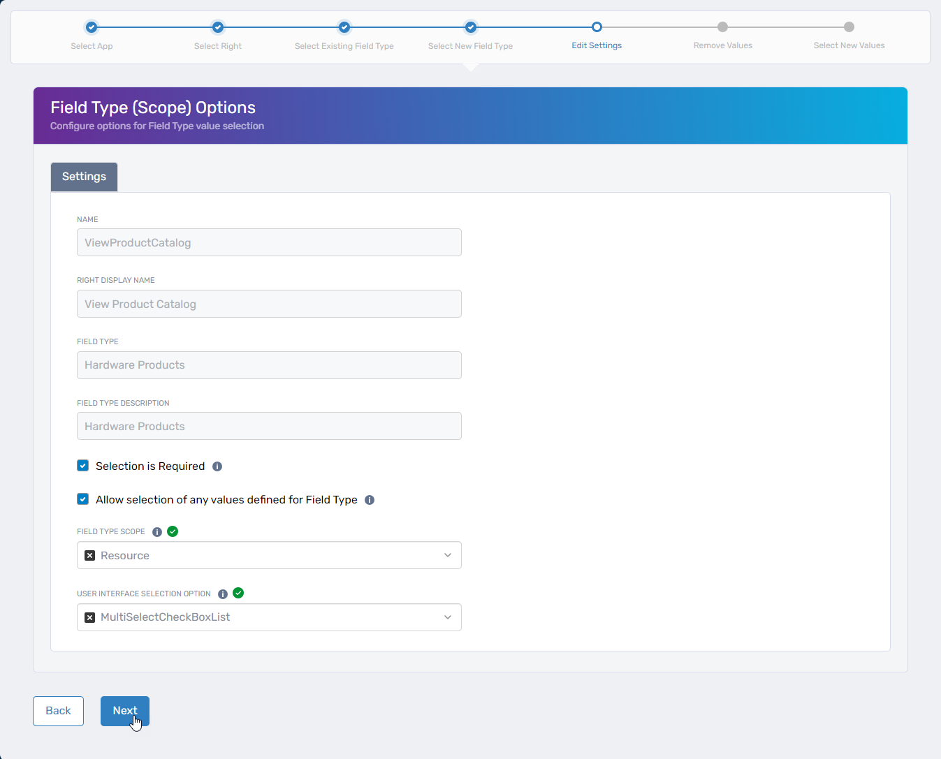 Field type configuration