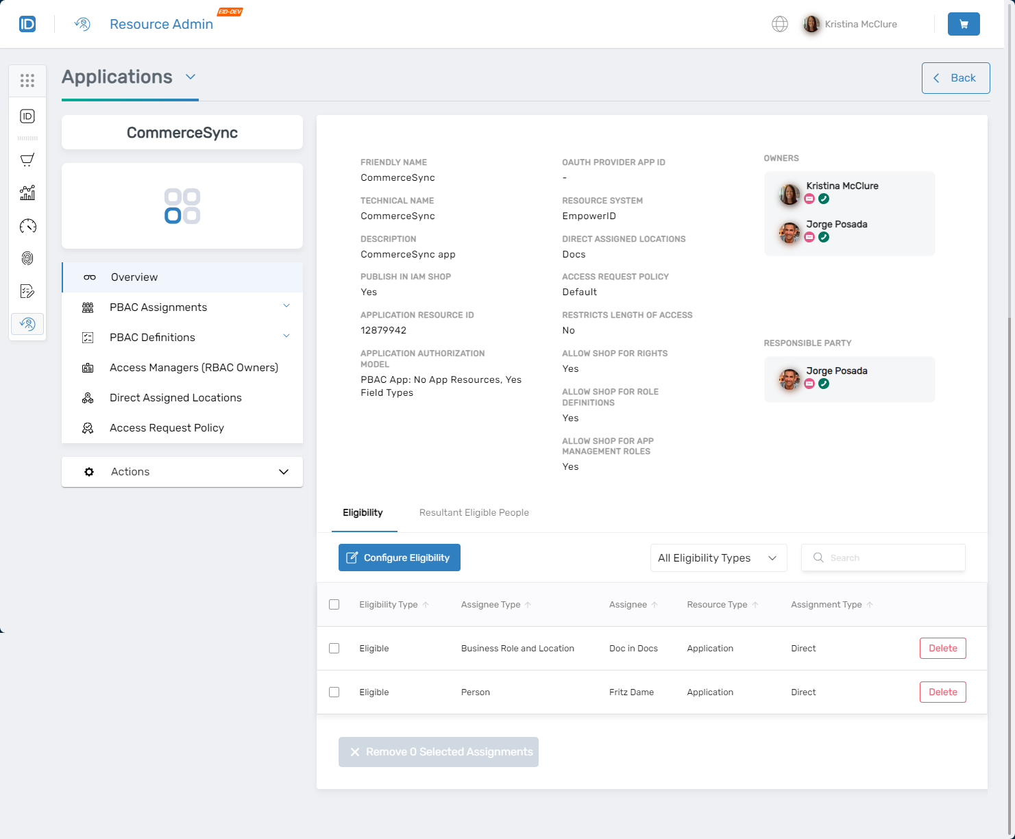 Application Overview page