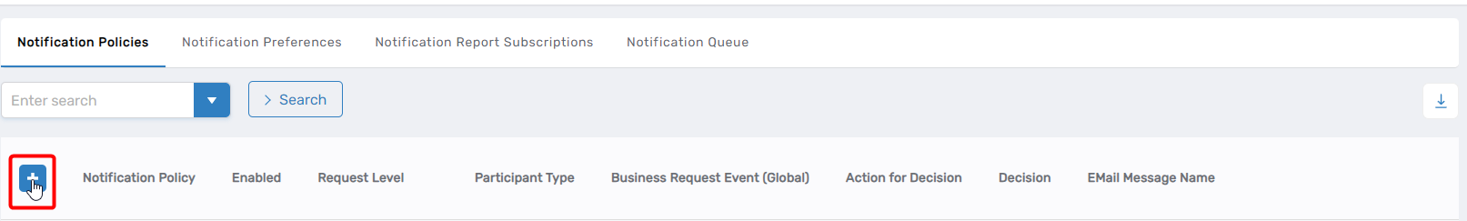 Notification Policies Page