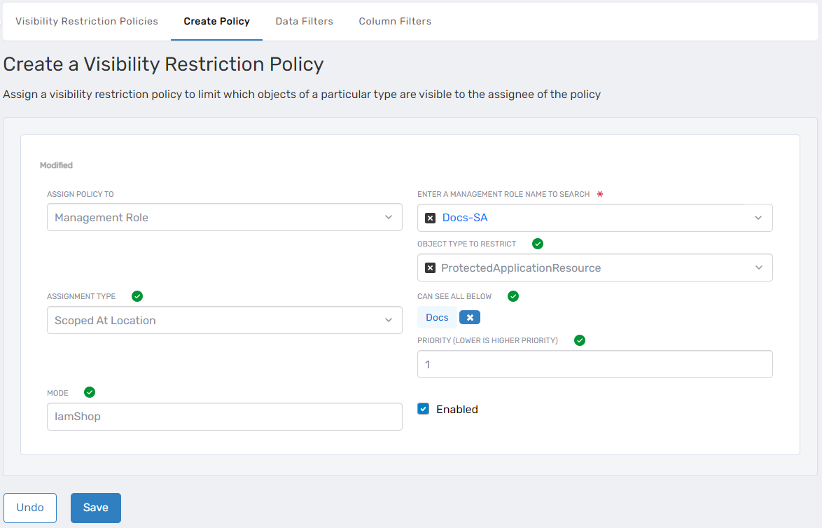 Example Policy Configuration