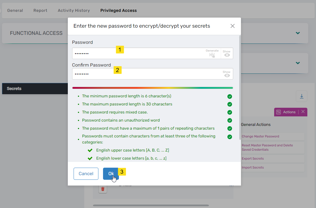 Set new master password