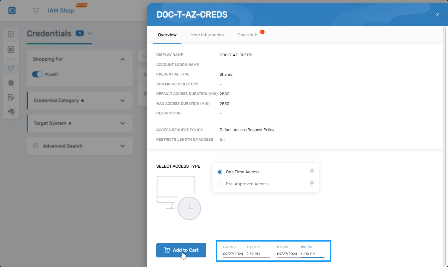Adjust Access Duration