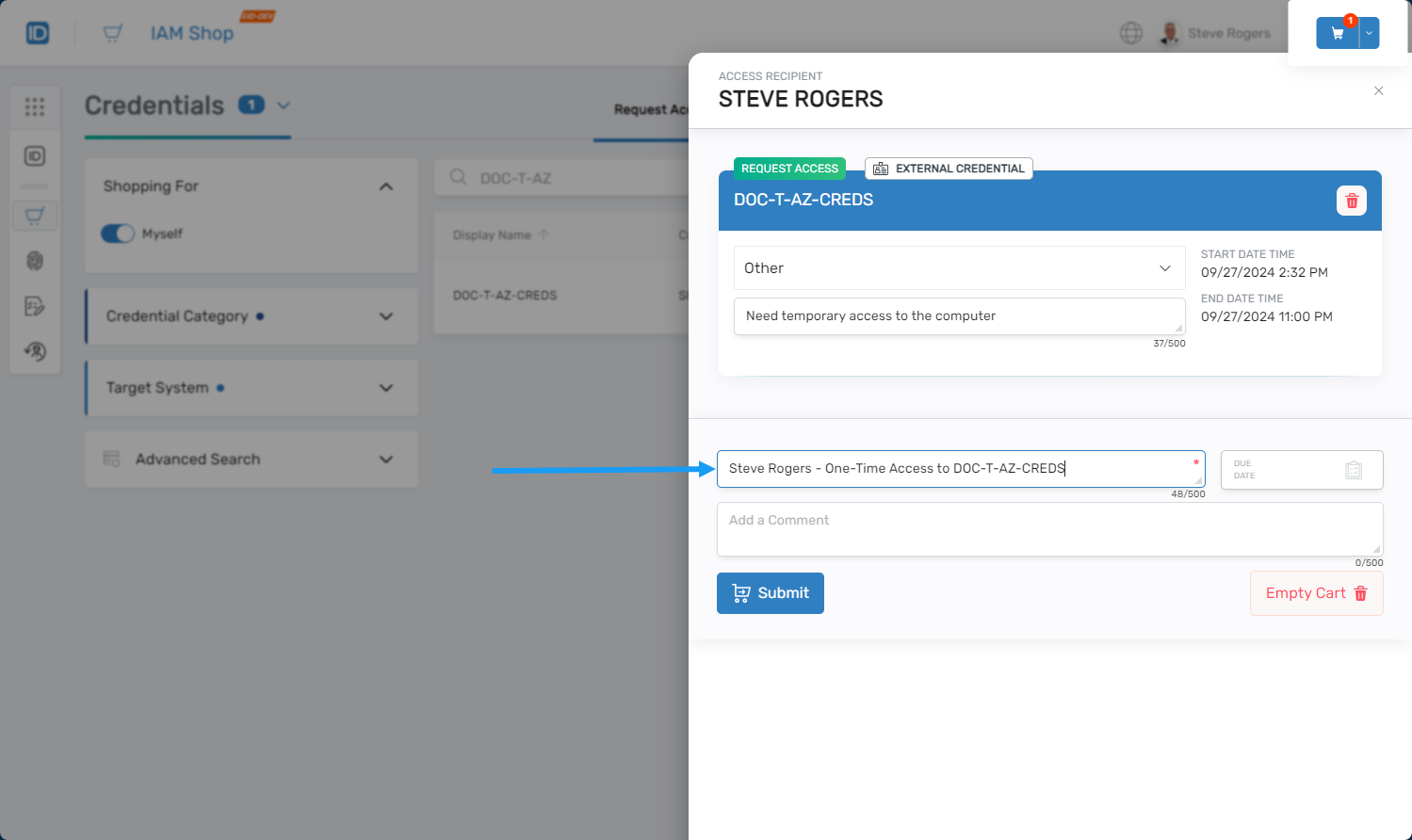 Business Request Name