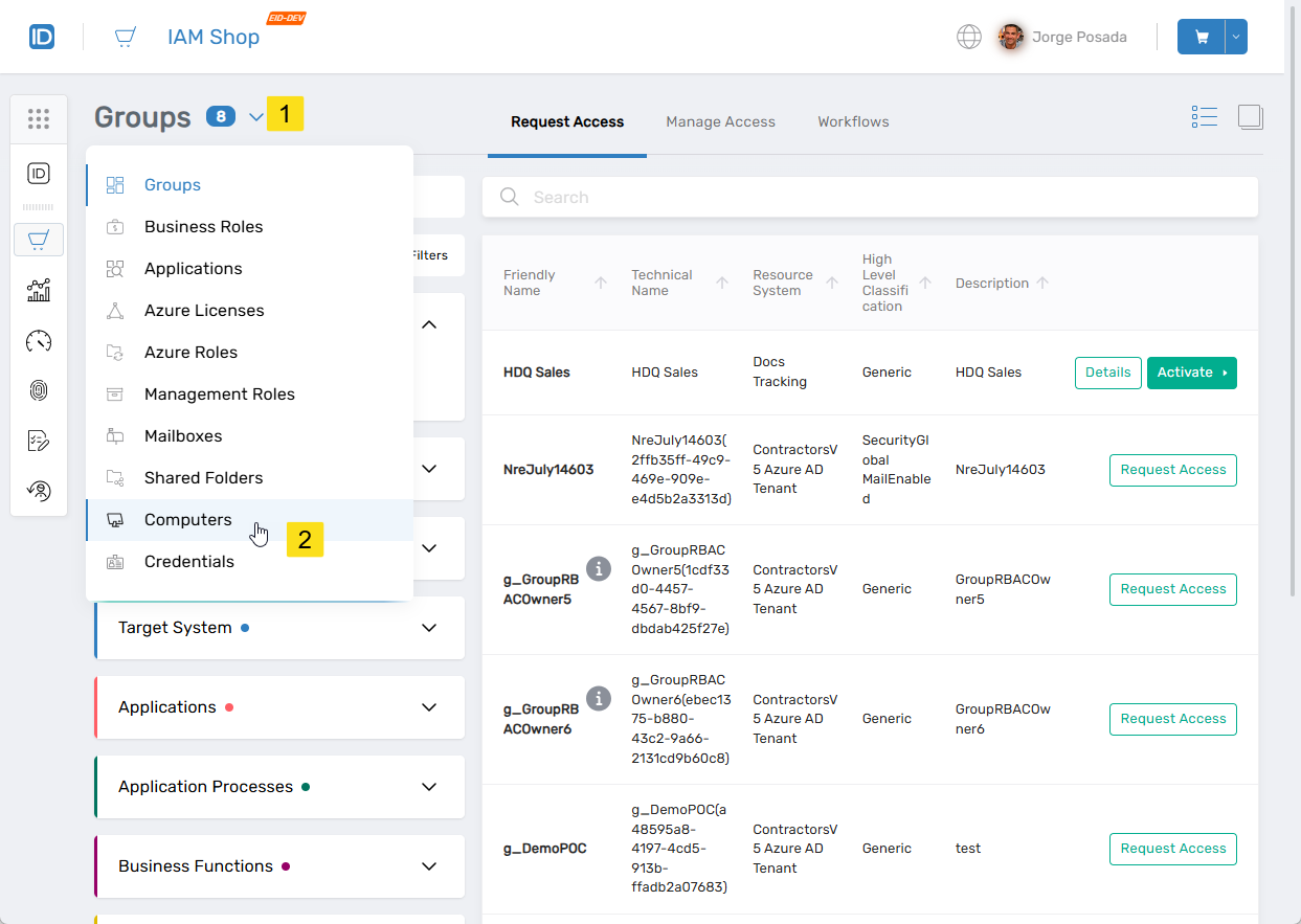 Resource Type Dropdown