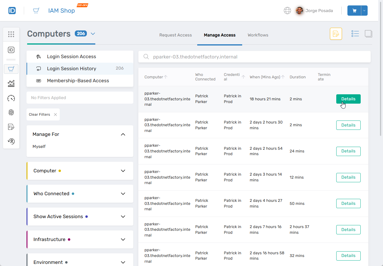Session Details Button