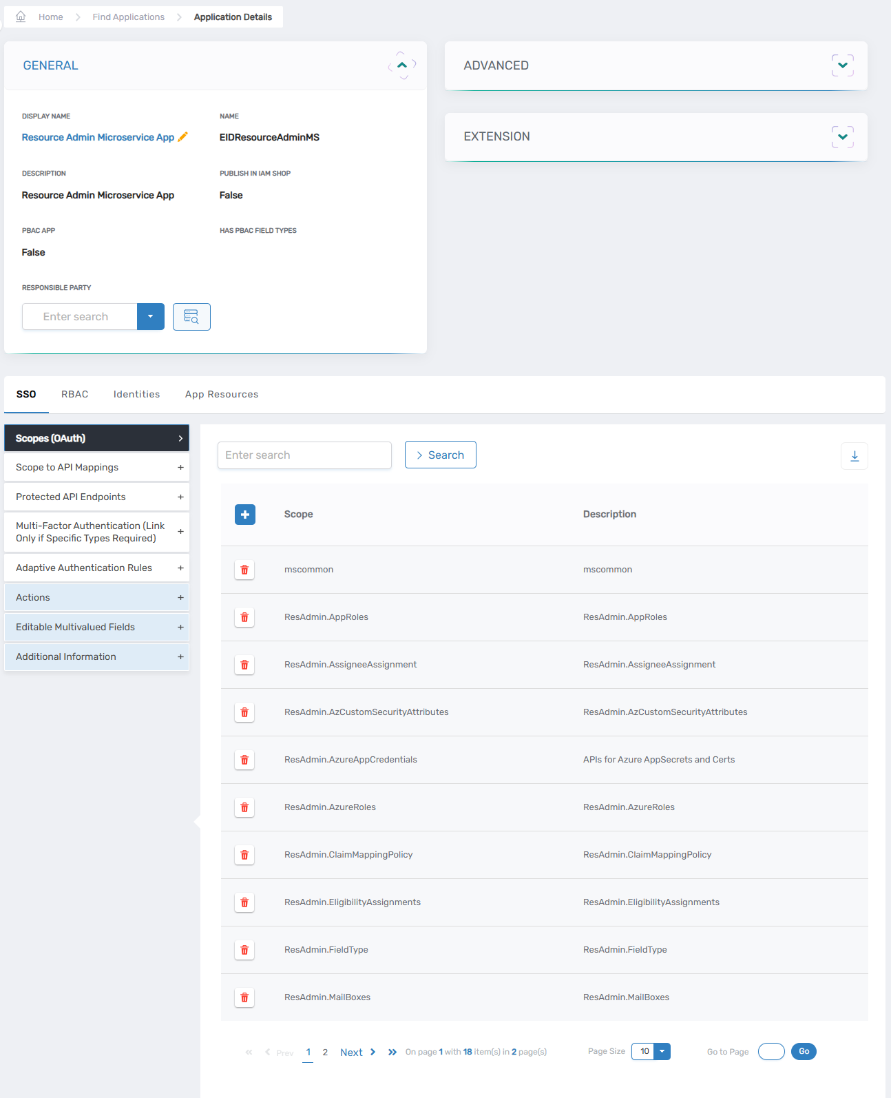 Resource Admin View One Page