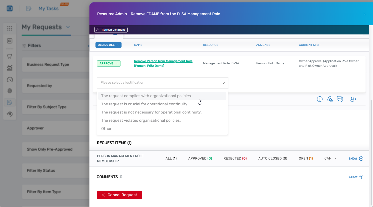 Select justification