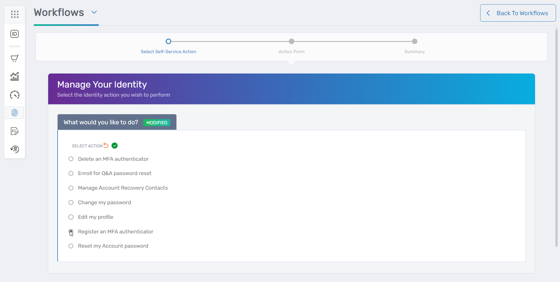 Register MFA Authenticator Option