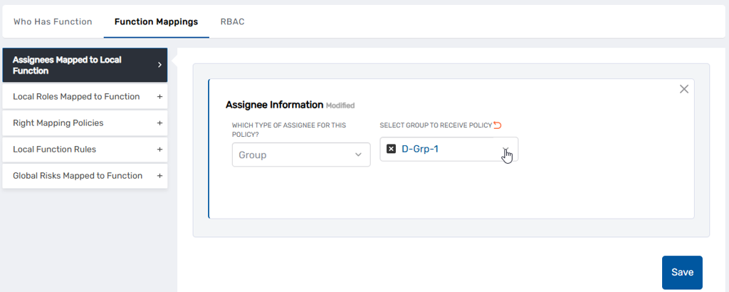 Assignee Information dialog
