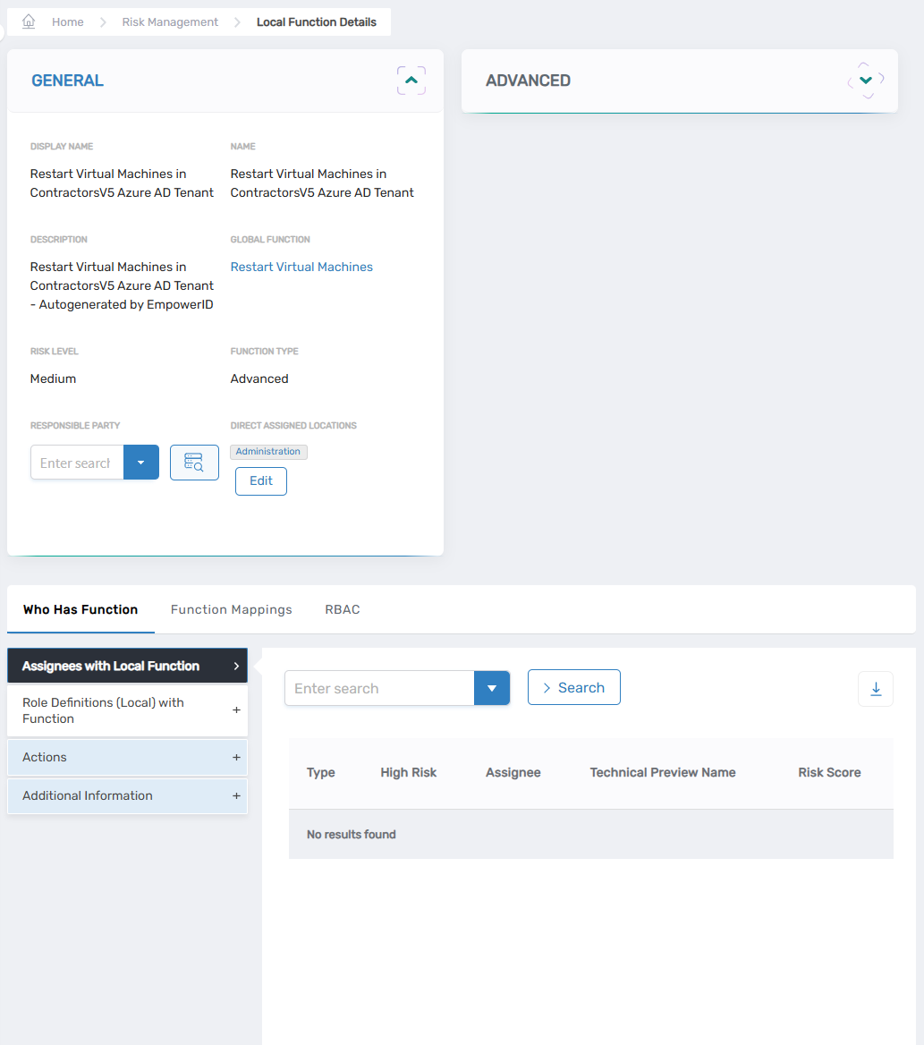 View One page for a local function