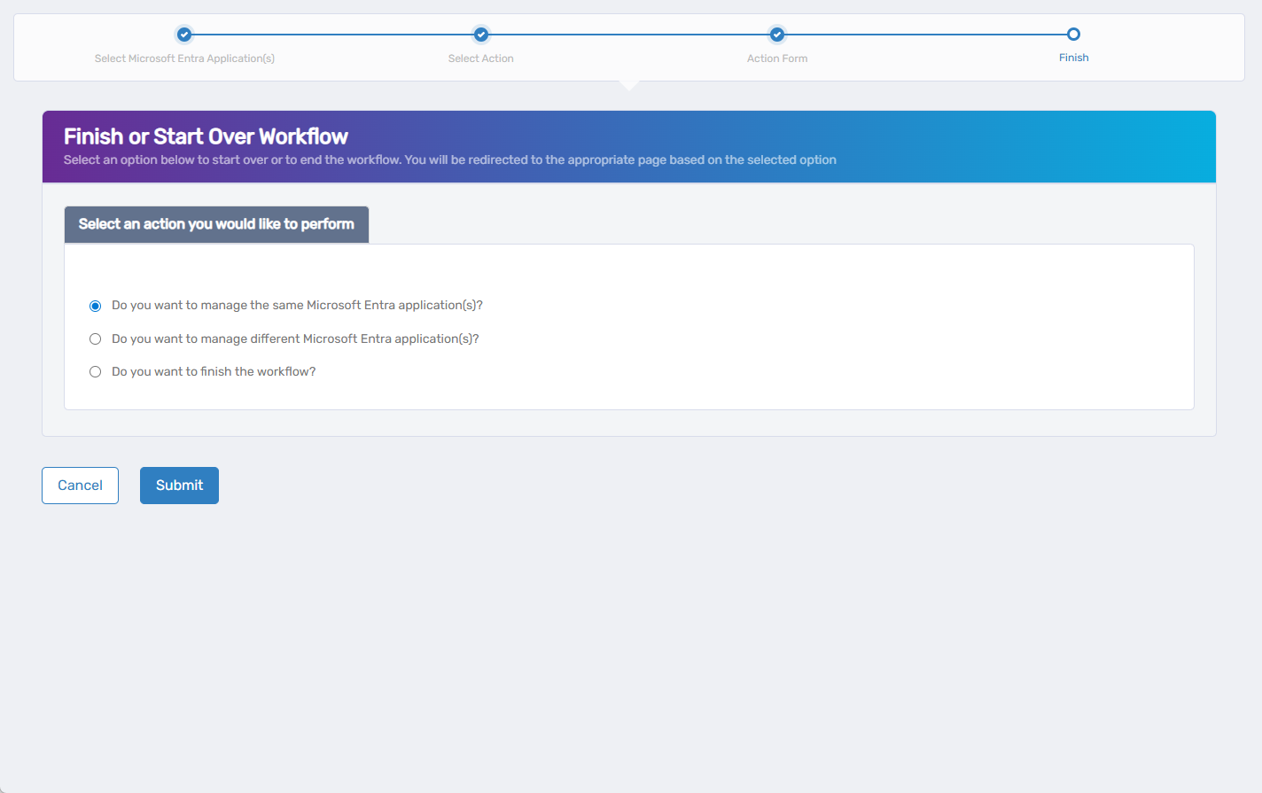 Finish Workflow Actions