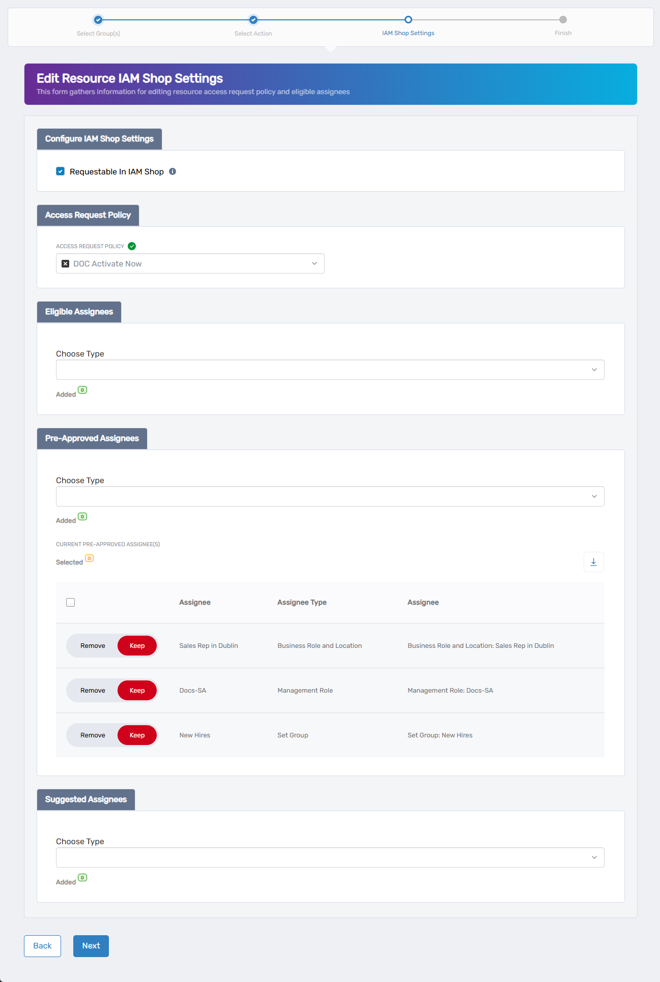 Edit IAM Shop Settings Form