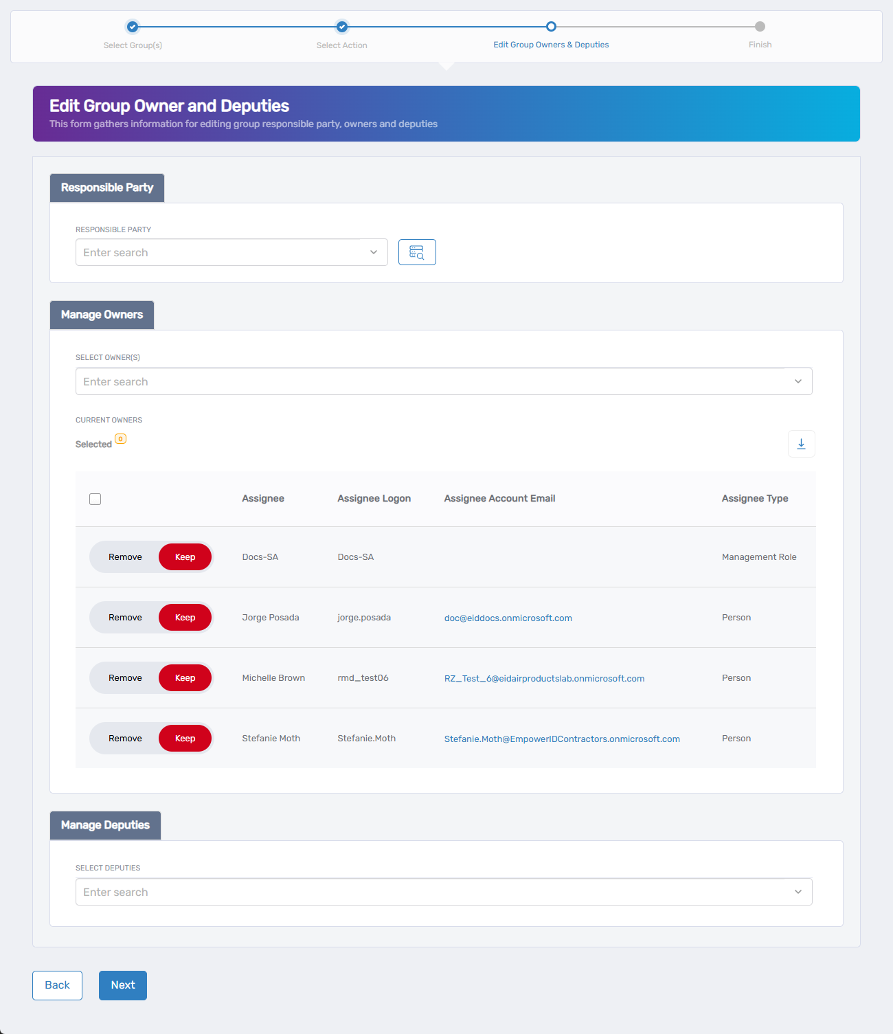 Edit Group Owners Deputies Form