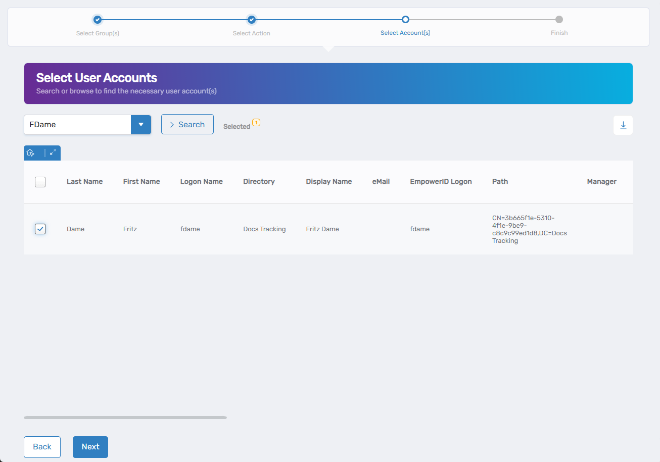Select Accounts to Remove