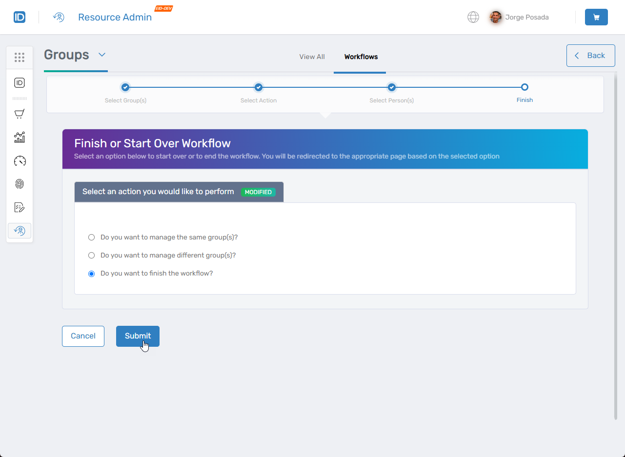 Workflow completion options