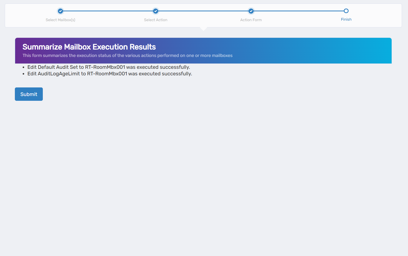 Operation Execution Summary