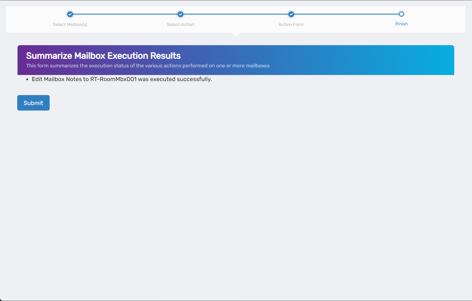 Operation Execution Summary
