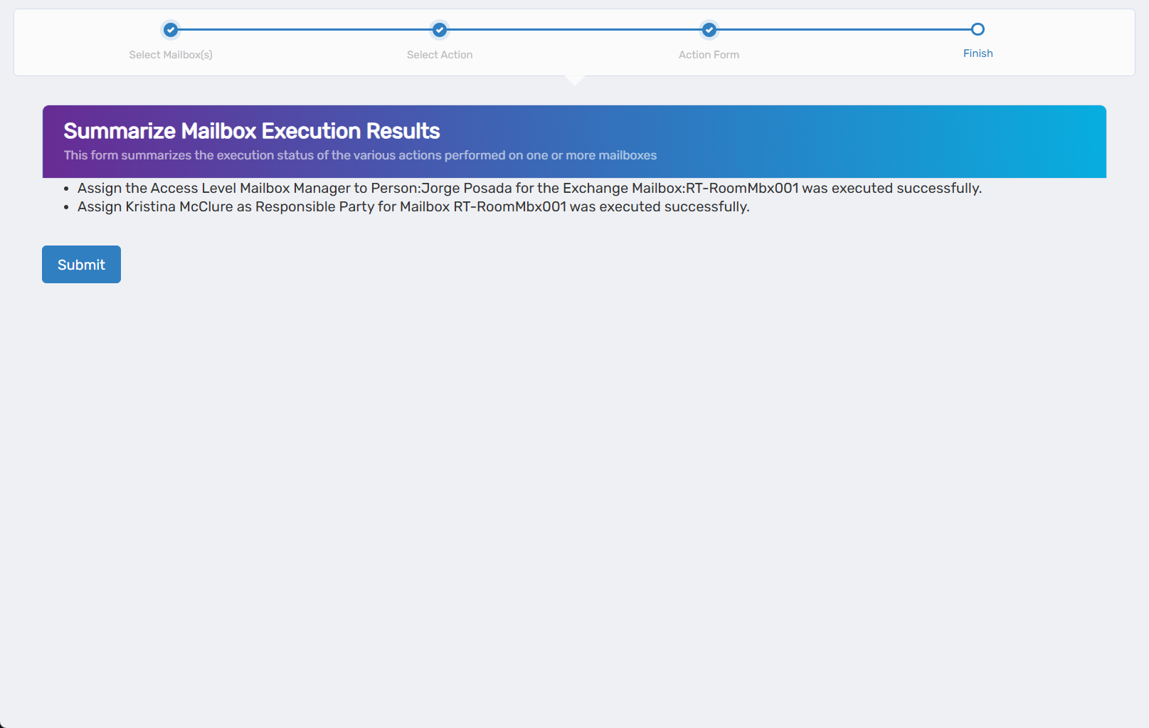 Operation Execution Summary