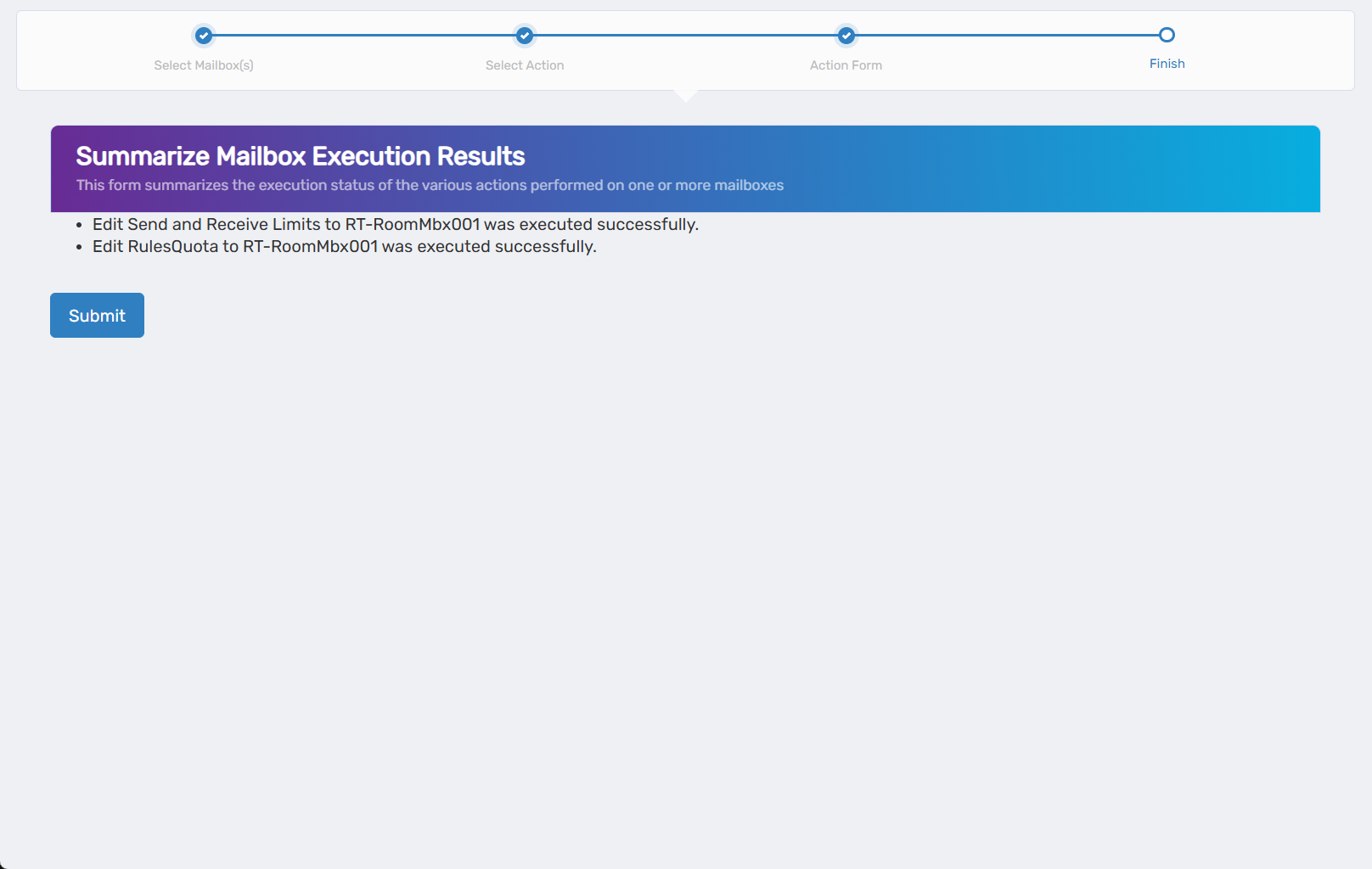 Operation Execution Summary