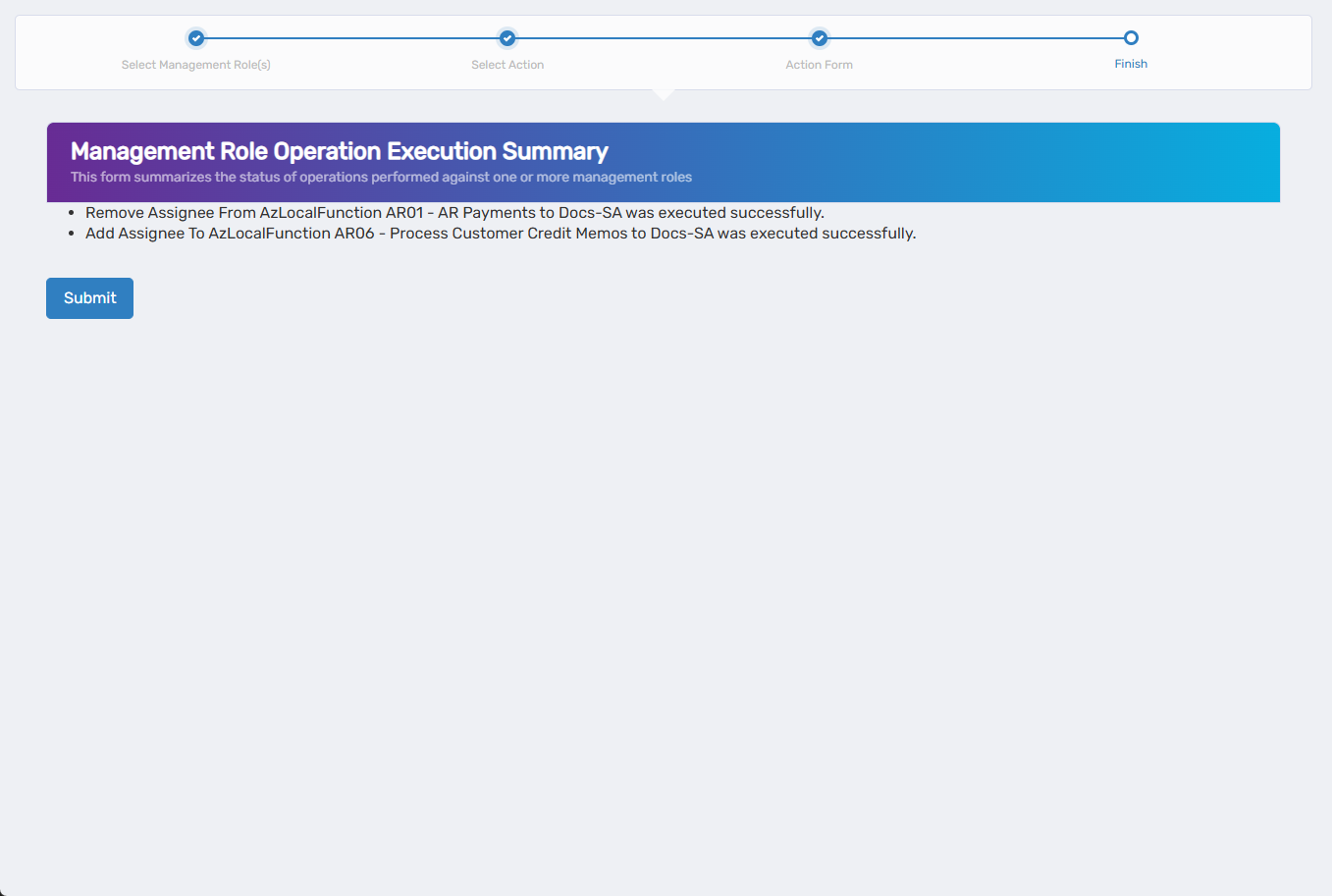 Operation Execution Summary