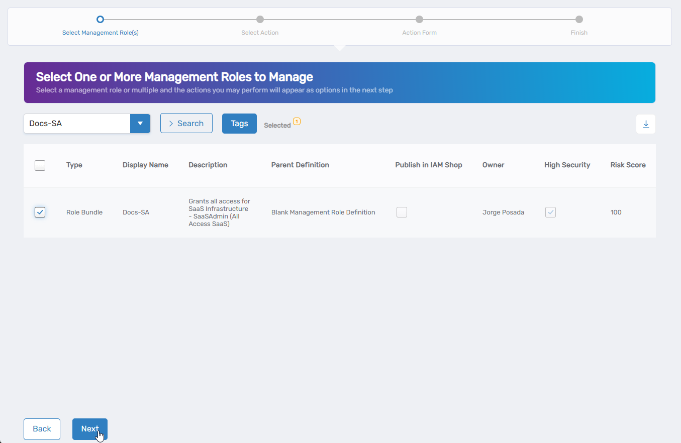 Select Management Role