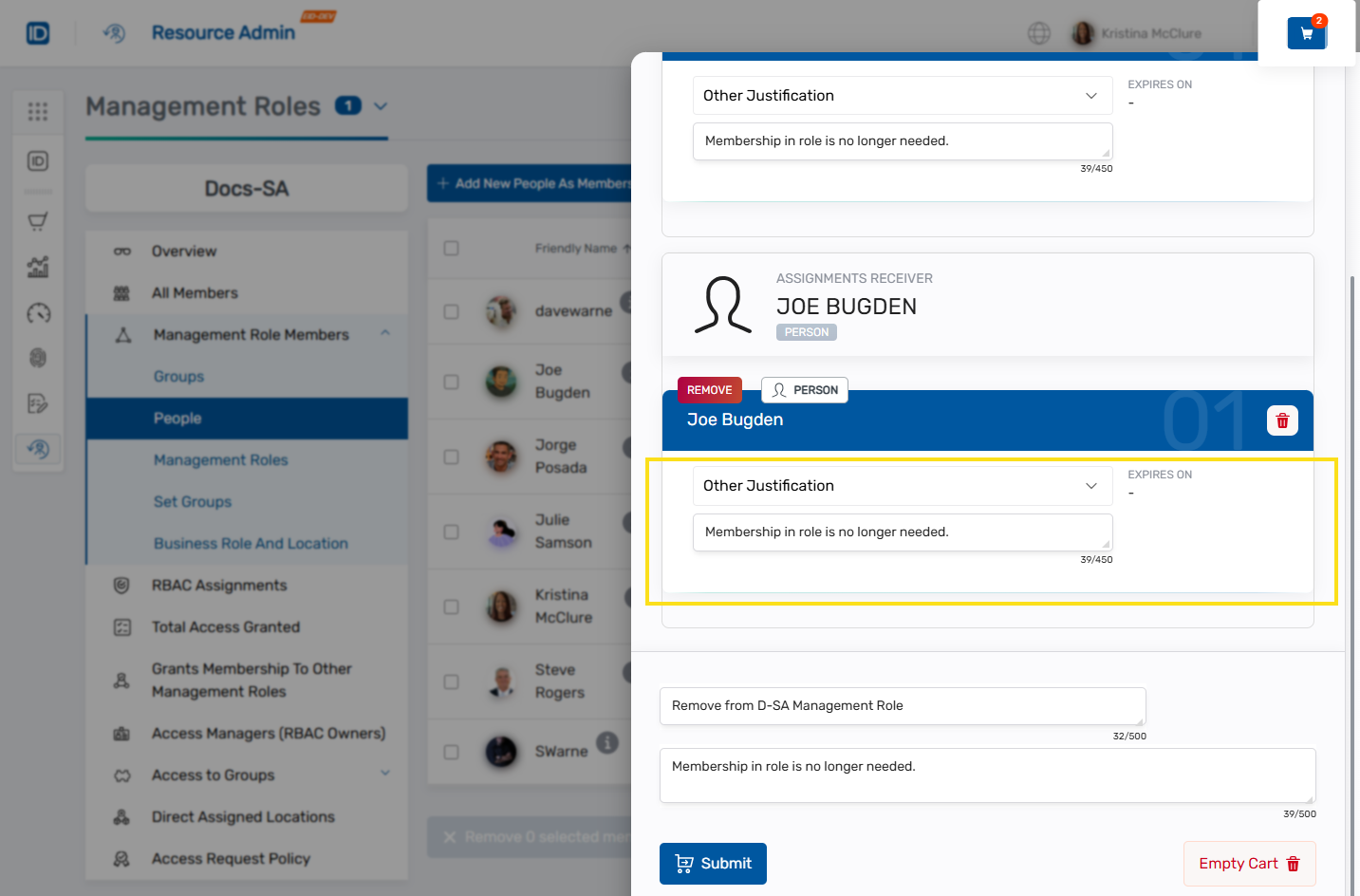 Justification selection