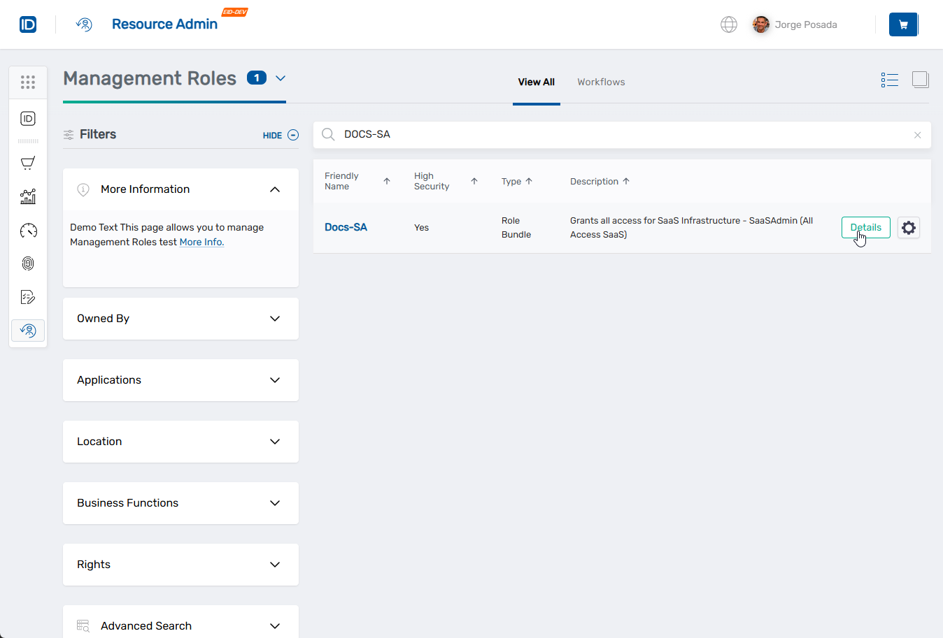 Management Role Details