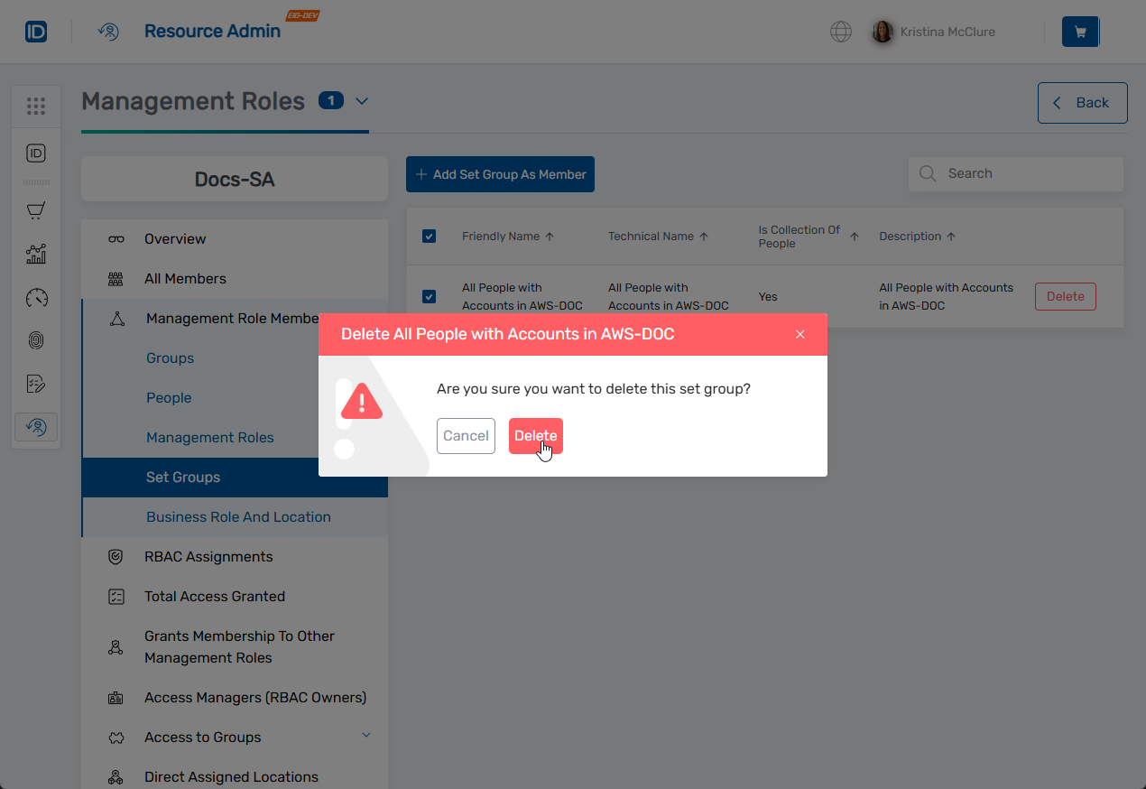 Confirm removal dialog