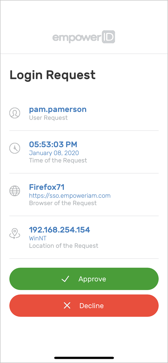 Approve or decline notification