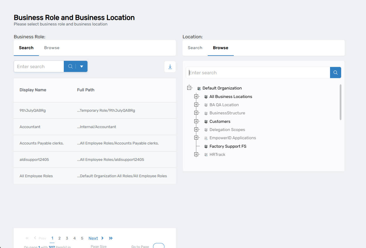 Business Role and Location Selection