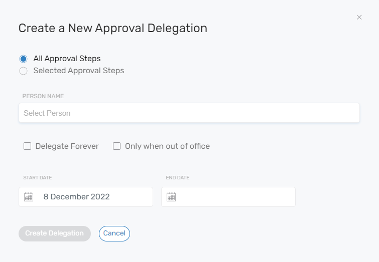 Create New Delegation Control
