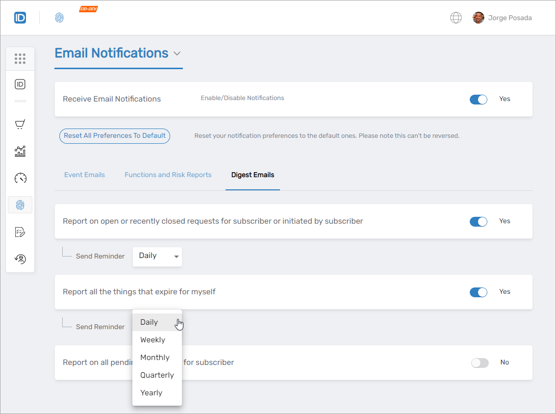 Digest Email Settings