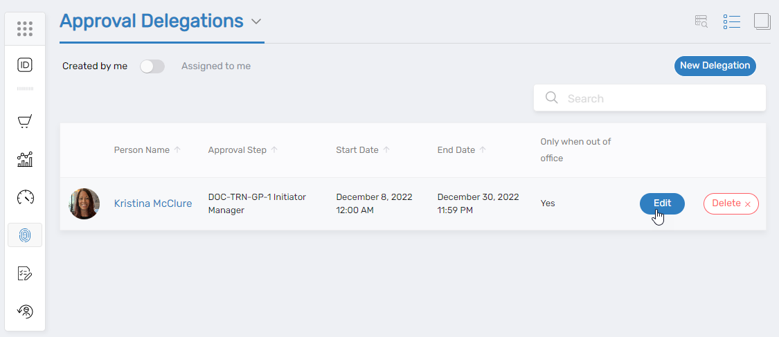 Edit Delegation Button