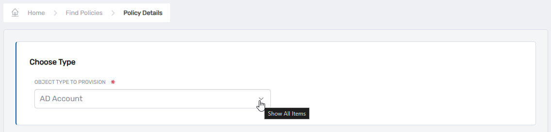 Object Type Selection
