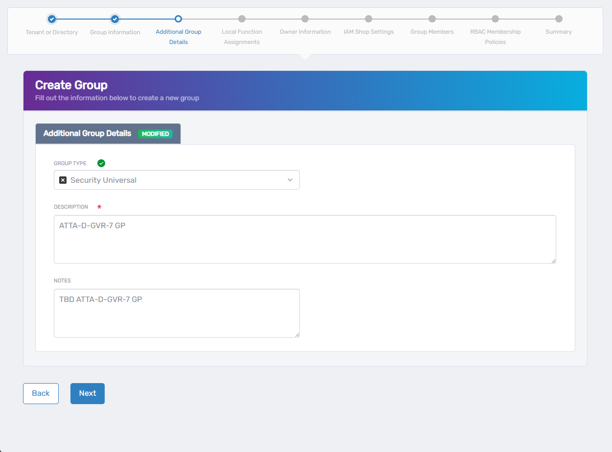 Additional Group Details Form